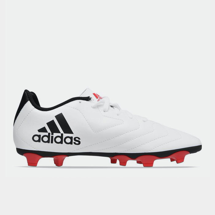 Crampons de football pour hommes, Terrain sec, adidas Goletto en blanc et rouge