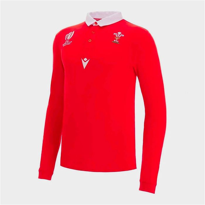 Wales RWC 2023 Long Sleeve Mens Rugby Polo Shirt