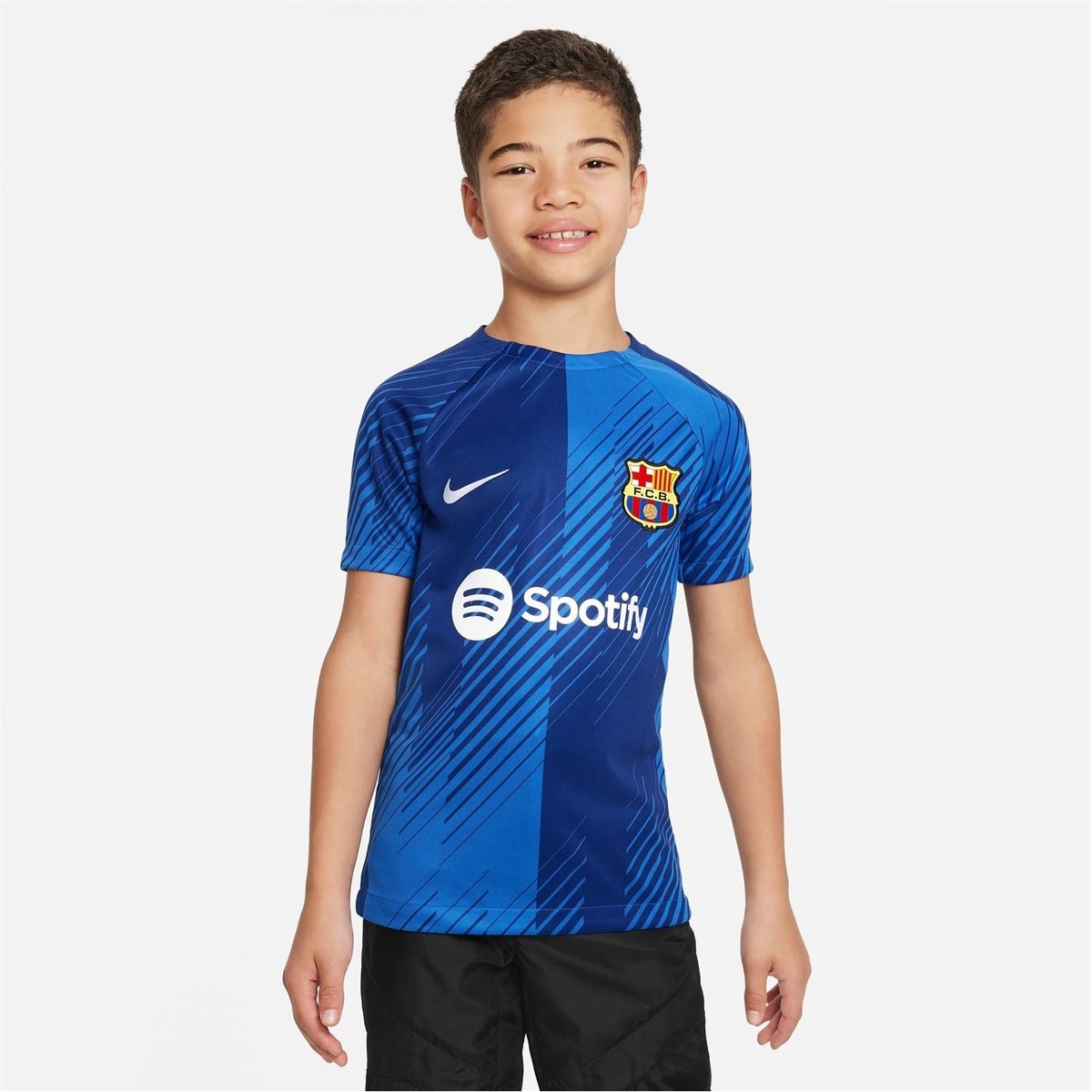 Nike FC Barcelona Away Pre Match 21/22 Junior T-Shirt Blue