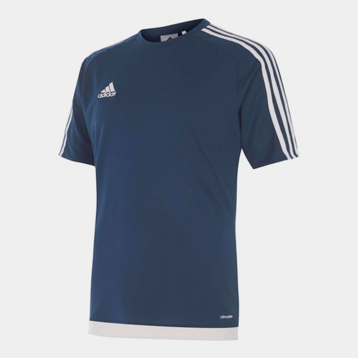 Sereno, 3 Bande, T-shirt pour hommes en Bleu foncé et blanc