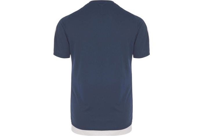 Sereno, 3 Bande, T-shirt pour hommes en Bleu foncé et blanc