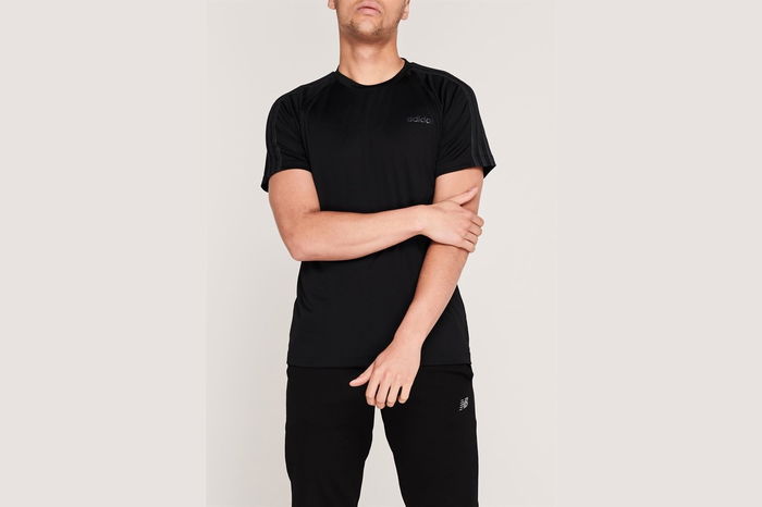Sereno, 3 Bande, T-shirt pour hommes en noir et gris