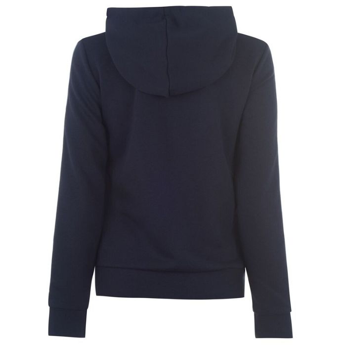 Essential 3 bandes, Sweatshirt bleu foncé à capuche et zip pour femmes