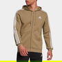 Essentials Fleece 3 Stripes Full Zip Hoodie Mens